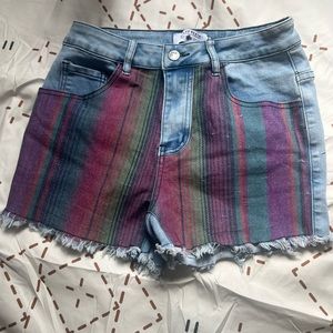 Crazy train serape cut off shorts